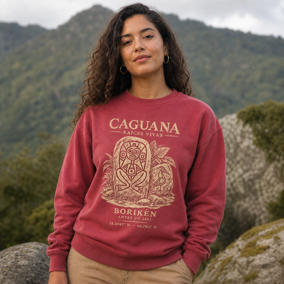 Caguana Front Print on a female model